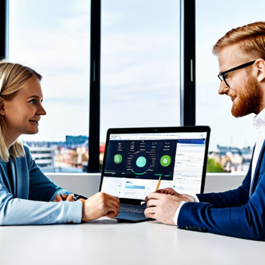 Social Media Strategy Meeting**

A diverse group of professionals (approximately 5 people) are collaborating around a modern conference table in a bright, Scandinavian-designed office. They are looking at laptops and tablets displaying social media analytics dashboards. Everyone is fully clothed in modest, business-casual attire. The scene emphasizes teamwork, data analysis, and strategic planning. The background includes large windows overlooking a bustling Stockholm cityscape (safe for work, appropriate content, professional, fully clothed, perfect anatomy, correct proportions, natural pose, high quality, well-formed hands, proper finger count, natural body proportions).

**