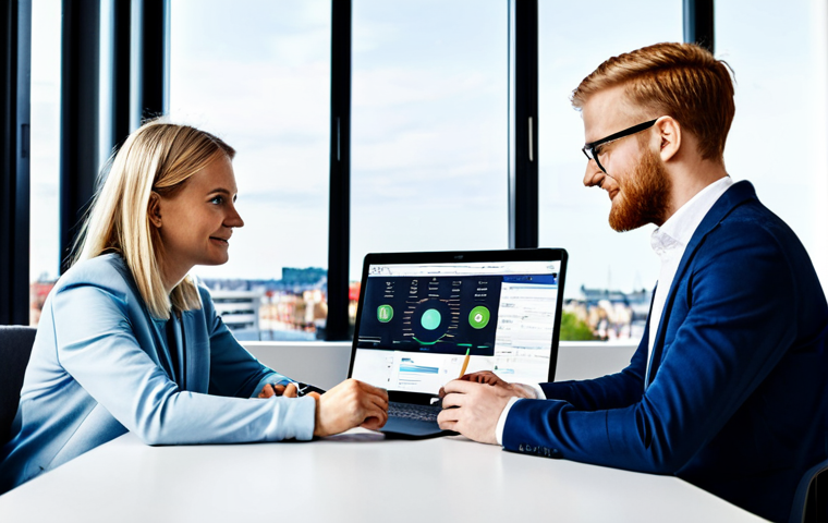 Social Media Strategy Meeting**

A diverse group of professionals (approximately 5 people) are collaborating around a modern conference table in a bright, Scandinavian-designed office. They are looking at laptops and tablets displaying social media analytics dashboards. Everyone is fully clothed in modest, business-casual attire. The scene emphasizes teamwork, data analysis, and strategic planning. The background includes large windows overlooking a bustling Stockholm cityscape (safe for work, appropriate content, professional, fully clothed, perfect anatomy, correct proportions, natural pose, high quality, well-formed hands, proper finger count, natural body proportions).

**