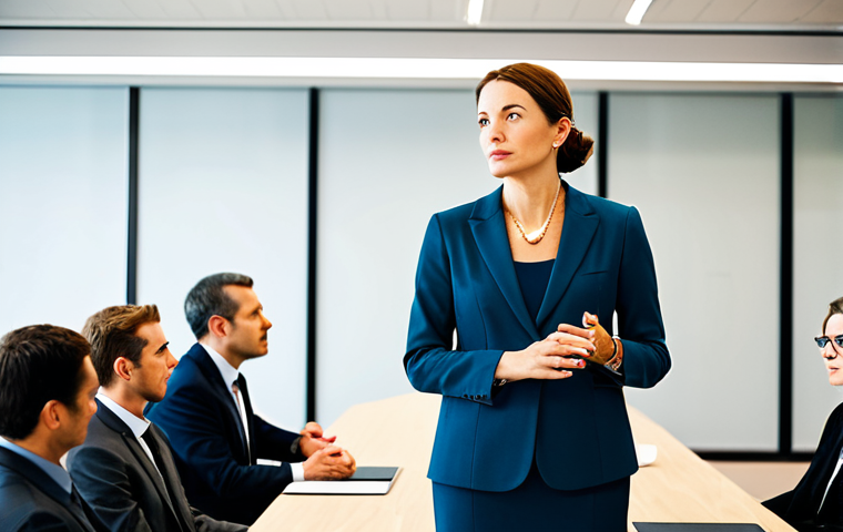 언론사와 관계 구축 - Pitching a Story**

"A professional PR executive in a modern office presenting a compelling story pi...