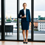 미디어 트레이닝 - Modern Office Environment**

"A professional businesswoman in a stylish, fully clothed, knee-length ...