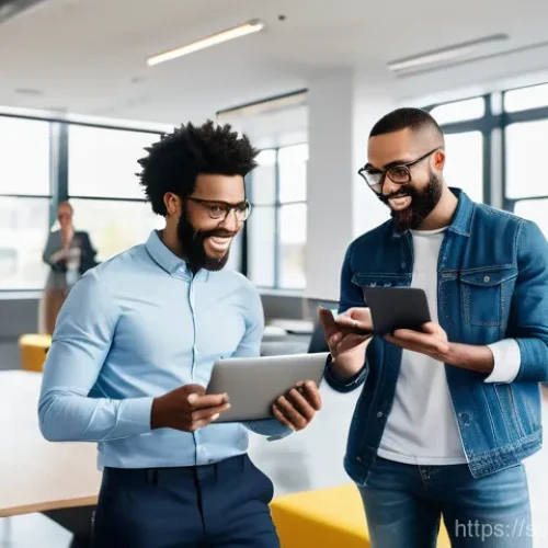 기업 이미지 위기 사례 - **Prompt:** A diverse group of young professionals in a bright, modern co-working space, each lookin...