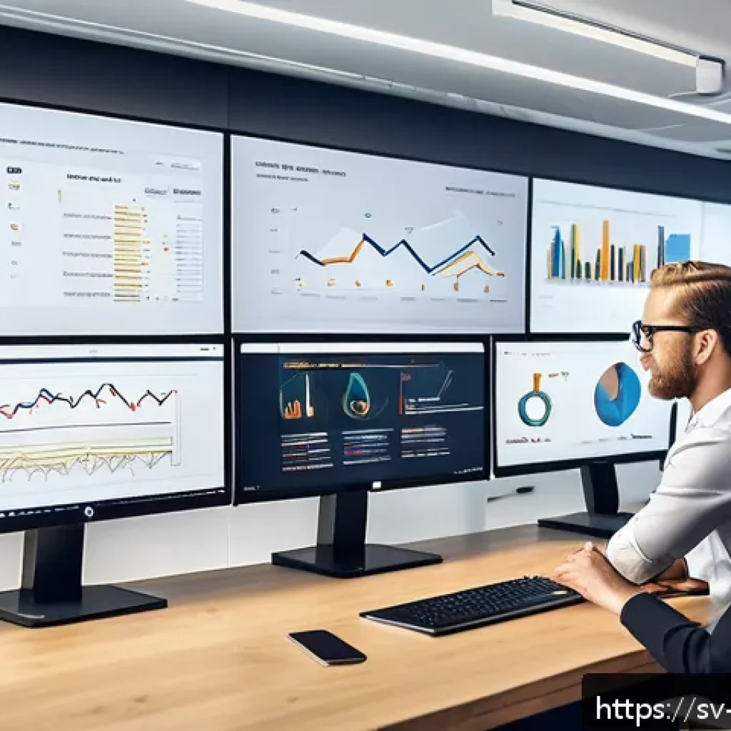 PR 성과 평가 방법 - A modern Swedish office environment with a diverse PR team analyzing digital data on multiple large ...